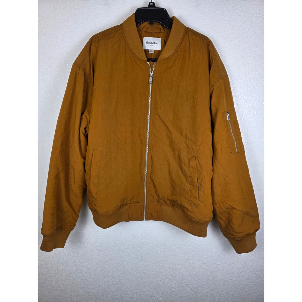 Goodfellow & Co Mens Filled Varsity Bomber Jacket Brown Large